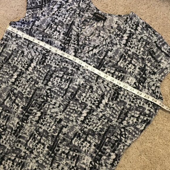 Jessica Tiny Modern TV Static Print Tunic Cap Sleeve Box Pleat Blouse - Picture 14 of 16